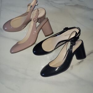 Stuart Weitzman Patent Block Heel Pumps - Black 8 sz.